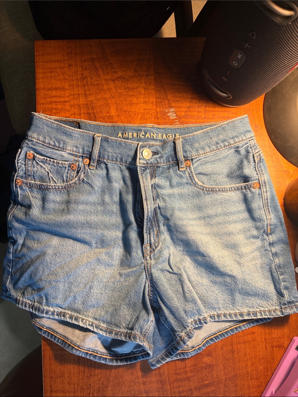 American Eagle Outfitters Light Wash Denim High-Rise Shorts